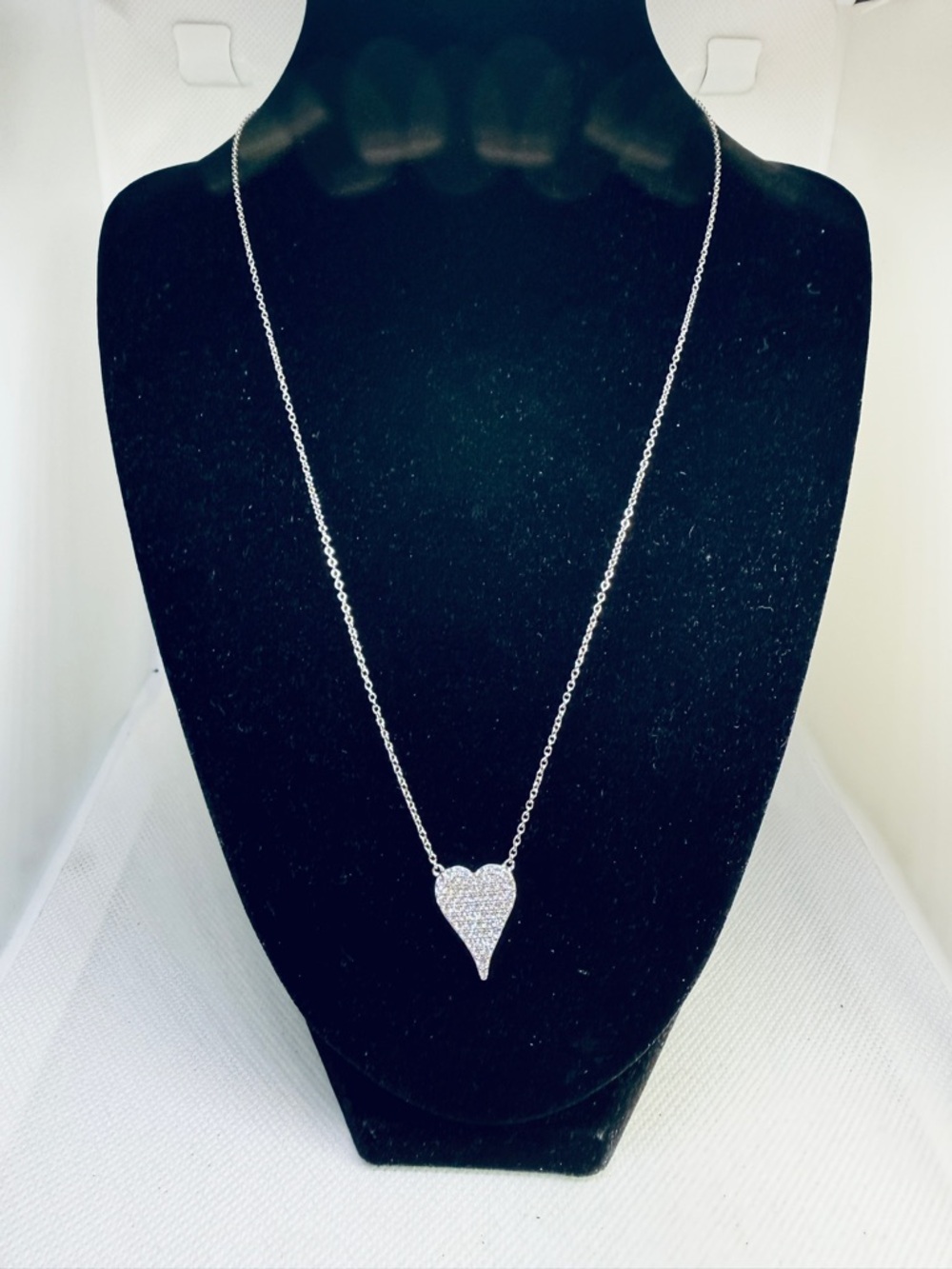 Necklace Heart Sterling Silver Chain 925 & JCL CZ 20-16 Inches.
